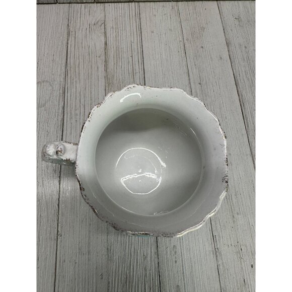 Vtg W.H Grindley &Co England Creamer Pitcher Porcelain Blue White Gold 3.5" Tall - Picture 4 of 9